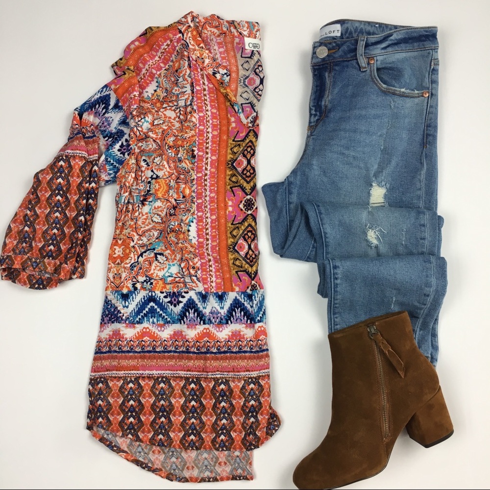 🛍 CATO Tribal Print Three Quarter Sleeve Top L